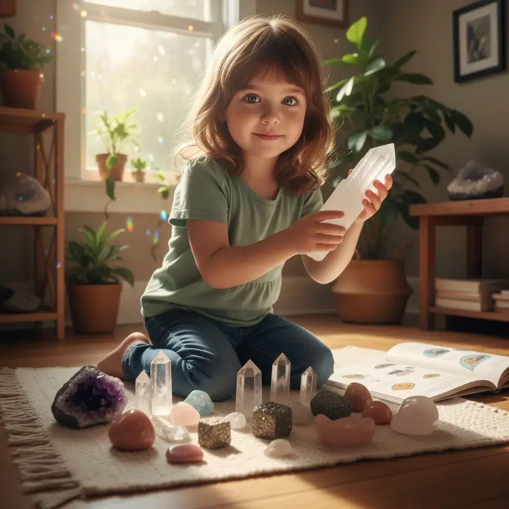 Child learning about crystals