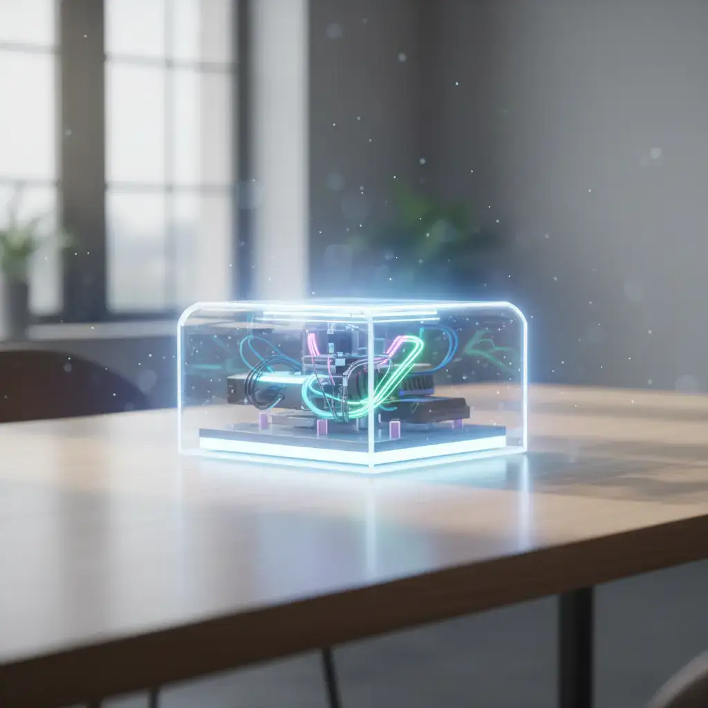 New glowing kit box on a desk